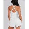 imageCaracilia Womens Workout Athletic Romper Summer Sets Short Jumpsuits Onesie Running Outfits Exercise Gym 2025 Trendy ClothesWhite
