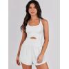 imageCaracilia Womens Workout Athletic Romper Summer Sets Short Jumpsuits Onesie Running Outfits Exercise Gym 2025 Trendy ClothesWhite