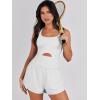 imageCaracilia Womens Workout Athletic Romper Summer Sets Short Jumpsuits Onesie Running Outfits Exercise Gym 2025 Trendy ClothesWhite