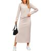 imageANRABESS 2 Piece Skirt Sets For Women Fall Dresses 2025 Long Sleeve Top and Midi Skirts Lounge Travel Outfits Winter ClothesApricot Pink