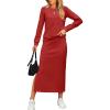imageANRABESS 2 Piece Skirt Sets For Women Fall Dresses 2025 Long Sleeve Top and Midi Skirts Lounge Travel Outfits Winter ClothesRed