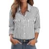 imageANRABESS Long Sleeve Striped Shirts for Women Fall Button Down Cute Tops 2025 V Neck Businese Casual Blouses with PocketsBlack Striped