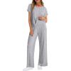 imageANRABESS Lounge Sets For Women Fall Ribbed Knit 2 Piece Pajama Sets Casual Short Sleeve Top and Long Pants Matching OutfitsGrey