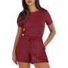 imageANRABESS Romper for Women Short Sleeve Summer Tshirt One Piece Jumpsuit Beach Vacation Travel Outfits 2025 Dressy ClothesBurgundy