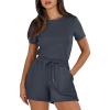 imageANRABESS Romper for Women Short Sleeve Summer Tshirt One Piece Jumpsuit Beach Vacation Travel Outfits 2025 Dressy ClothesDark Grey