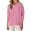 imageANRABESS Sweaters for Women 2025 Fall Long Sleeve Casual Loose Fit Knitted High Low Hem Basic Pullover Sweater TopsCoral Pink