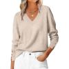 imageANRABESS Sweaters for Women Long Sleeve V Neck Shirts Business Casual Work Blouses 2025 Fall Loose Knit Pullover Sweater TopsAlmond