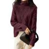 imageANRABESS Sweaters for Women Oversized Long Sleeve Turtleneck Cable Knit Casual Loose Pullover Tops 2025 Fall Trendy OutfitsBurgundy