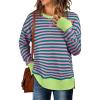 imageANRABESS Sweatshirts for Women 2025 Fall Long Sleeve Shirts Oversized Crewneck Lightweight Side Split Casual Pullover TopsPink Green