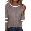 imageANRABESS Women Long Sleeve Tops Color Block Casual Shirts Lightweight Sweaters Fall Fashion Outfits 2025 Teen Girls ClothesCool Ash Brownwhite