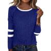 imageANRABESS Women Long Sleeve Tops Color Block Casual Shirts Lightweight Sweaters Fall Fashion Outfits 2025 Teen Girls ClothesDeep Bluewhite