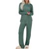 imageANRABESS Womens 2 Piece Lounge Pajama Sets Ribbed Knit Long Sleeve Tunic Tops Matching Pants Casual Fall Sleepwear OutfitsGreen