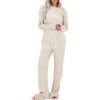 imageANRABESS Womens 2 Piece Lounge Pajama Sets Ribbed Knit Long Sleeve Tunic Tops Matching Pants Casual Fall Sleepwear OutfitsLight Khaki