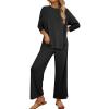 imageANRABESS Womens 2 Piece Outfits 34 Sleeve Loose Tops Wide leg Pants Lounge Pajama Set Casual Travel Loungewear ClothesBlack