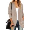 imageANRABESS Womens Cardigan Sweaters Open Front Long Sleeve Shawl Neck Dressy Casual 2025 Trendy Fall Winter Knit Outerwear CoatTan