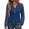 imageANRABESS Womens Lace Long Sleeve Shirts V Neck Henley Tops Dressy Casual Blouses 2025 Fall Fashion Travel OutfitsDeep Blue