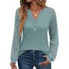 imageANRABESS Womens Lace Long Sleeve Shirts V Neck Henley Tops Dressy Casual Blouses 2025 Fall Fashion Travel OutfitsSage Green