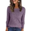 imageANRABESS Womens Long Sleeve Shirts 2025 Fall Lightweight Sweater Tunic Tops Crewneck Casual Loose Fit Work Travel OutfitsPurple