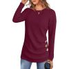 imageANRABESS Womens Long Sleeve Tunic Top 2025 Fall Sweaters Lightweight Ribbed Knit Buttons Shirts Casual Work OutfitsBurgundy