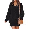 imageANRABESS Womens Long Sleeve V Neck Oversized Cable Knit Mini Sweater Dresses 2025 Winter Fall Trendy Pullover Tunic OutfitsBlack