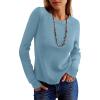 imageANRABESS Womens Long Sleeve Waffle Knit Shirts Casual Slim Fitted Crew Neck Thermal Tops Basic Tee 2025 Fall Trendy OutfitsDusty Blue