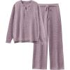 imageANRABESS Womens Pajama Fuzzy Fleece 2 Piece Long Sleeve Top Wide Leg Pants Lounge Matching Pj Sets 2025 Fall Winter OutfitsPurple