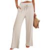 imageANRABESS Womens Ribbed Knit Lounge Pajama Pants Soft Fuzzy Comfy Straight Leg Drawstring Fall Loose Pj Bottoms with PocketsLight Khaki