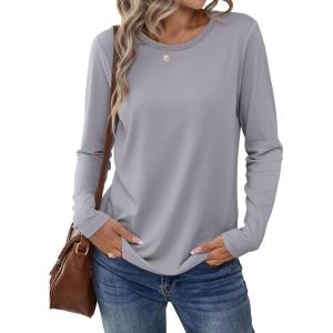 imageANRABESS Long Sleeve Shirts for Women Casual Crewneck Basic Tee Tshirts Loose Fit Curved Hem Tunic Top 2025 Fall OutfitsSliver Gray