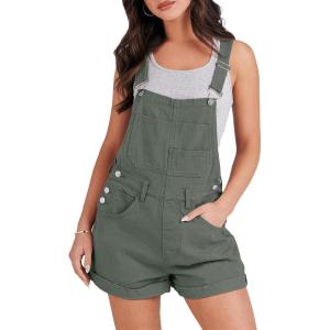 imageANRABESS Overalls for Women Denim Shorts Overalls 2025 Summer Casual Loose Fit Adjustable Rompers Jean jumpsuit Bib ShortallsArmy Green