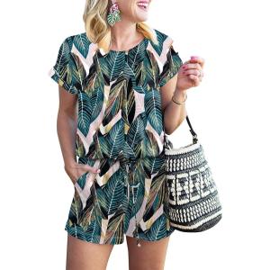 imageANRABESS Rompers for Women Summer 2025 Casual Dressy One Piece Tshirt Short Pants Jumpsuit Beach Vacation Outfit ClothesLeaf