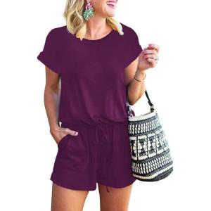 imageANRABESS Rompers for Women Summer 2025 Casual Dressy One Piece Tshirt Short Pants Jumpsuit Beach Vacation Outfit ClothesPurple