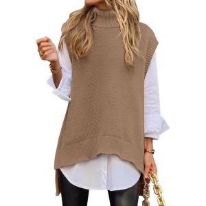 imageANRABESS Sweater Vest Women Turtleneck Sleeveless Loose Fit Pullover Knit Spilt Tank Tops 2025 Casual Trendy Fall OutfitsLight Camel