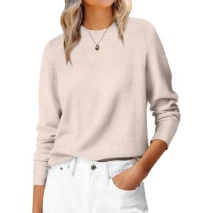 imageANRABESS Sweaters for Women 2025 Long Sleeve Crewneck Loose Fit Lightweight Knit Basic Fall Sweater OutfitsAlmond