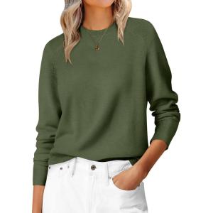 imageANRABESS Sweaters for Women 2025 Long Sleeve Crewneck Loose Fit Lightweight Knit Basic Fall Sweater OutfitsArmy Green