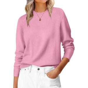imageANRABESS Sweaters for Women 2025 Long Sleeve Crewneck Loose Fit Lightweight Knit Basic Fall Sweater OutfitsCoral Pink