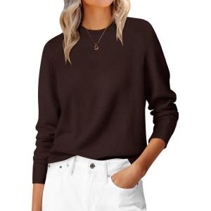 imageANRABESS Sweaters for Women 2025 Long Sleeve Crewneck Loose Fit Lightweight Knit Basic Fall Sweater OutfitsDeep Taupe