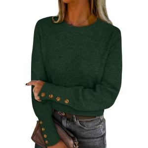 imageANRABESS Sweaters for Women Long Sleeve Crewneck Casual Loose Wool Blend Soft Knit Pullover Tops 2025 Fall Fashion OutfitsDeep Green