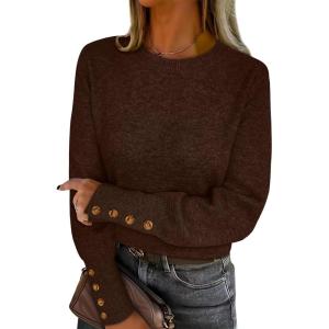 imageANRABESS Sweaters for Women Long Sleeve Crewneck Casual Loose Wool Blend Soft Knit Pullover Tops 2025 Fall Fashion OutfitsMocha