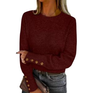 imageANRABESS Sweaters for Women Long Sleeve Crewneck Casual Loose Wool Blend Soft Knit Pullover Tops 2025 Fall Fashion OutfitsRed