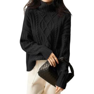 imageANRABESS Sweaters for Women Oversized Long Sleeve Turtleneck Cable Knit Casual Loose Pullover Tops 2025 Fall Trendy OutfitsBlack