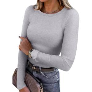imageANRABESS Women Long Sleeve Thermal Shirt Fleece Tops 2025 Fall Winter Crew Neck Casual Base Layer TShirts Warm UndershirtsGrey
