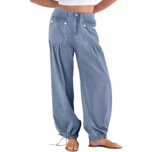 imageANRABESS Womens Baggy Jeans 2025 Fashion Mid Rise Tie Ankle Wide Leg Harem Palazzo Denim Pants with PocketsLight Blue