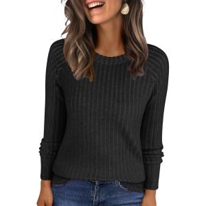 imageANRABESS Womens Long Sleeve Shirts 2025 Fall Lightweight Sweater Tunic Tops Crewneck Casual Loose Fit Work Travel OutfitsBlack