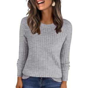 imageANRABESS Womens Long Sleeve Shirts 2025 Fall Lightweight Sweater Tunic Tops Crewneck Casual Loose Fit Work Travel OutfitsGrey