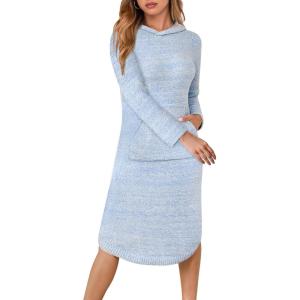 imageANRABESS Womens Nightgown Fuzzy Fleece Long Sleeve Hooded Night Gown Knit House Dress with Pocket 2025 Fall Winter LoungewearHeather Blue