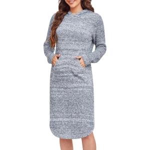 imageANRABESS Womens Nightgown Fuzzy Fleece Long Sleeve Hooded Night Gown Knit House Dress with Pocket 2025 Fall Winter LoungewearHeather Deep Grey Blue