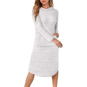 imageANRABESS Womens Nightgown Fuzzy Fleece Long Sleeve Hooded Night Gown Knit House Dress with Pocket 2025 Fall Winter LoungewearHeather Silver Grey