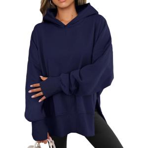 imageANRABESS Womens Oversized Hoodies Long Sleeve Fleece Side Slit Hooded Sweatshirts Pullover 2025 Fall Outfits Y2K ClothesNavy Blue