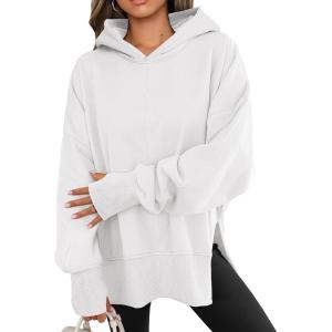 imageANRABESS Womens Oversized Hoodies Long Sleeve Fleece Side Slit Hooded Sweatshirts Pullover 2025 Fall Outfits Y2K ClothesWhite