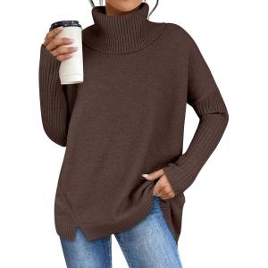 imageANRABESS Womens Oversized Sweater Turtleneck Long Sleeve Casual Knit Tunic Pullover Sweaters Tops 2025 Fall Winter OutfitsCoffee